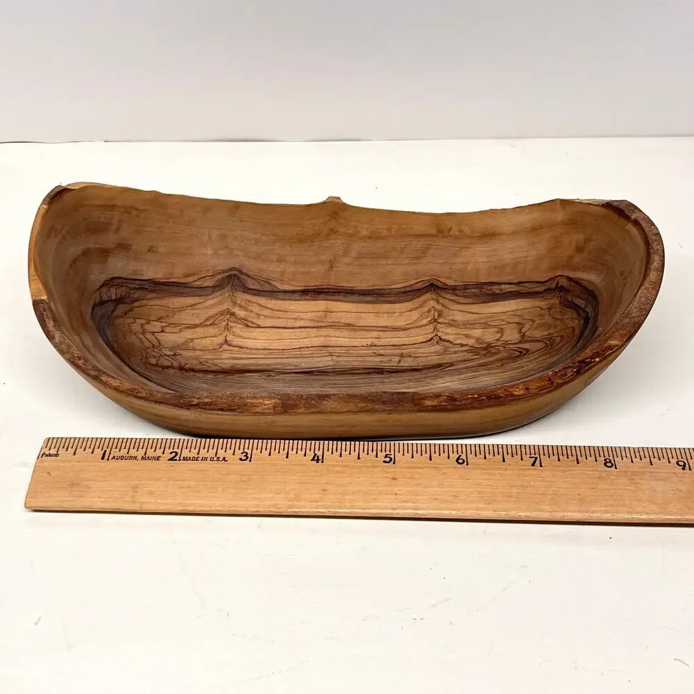 Sur La Table Olive Wood Bread Fruit Bowl Rustic Live Edge